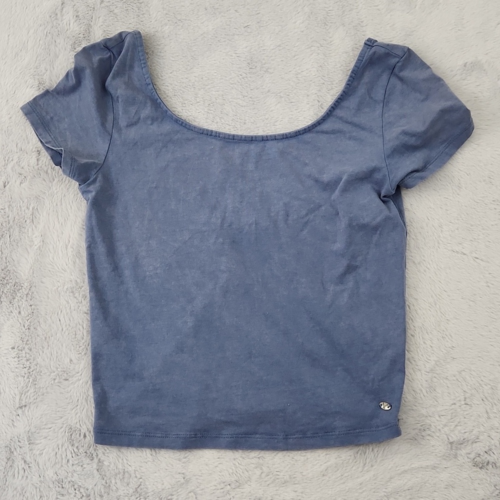 American Eagle Outfitters Bundle Yellow Smocked Tube Top & Blue Square Neck Tee - Picture 2 of 7